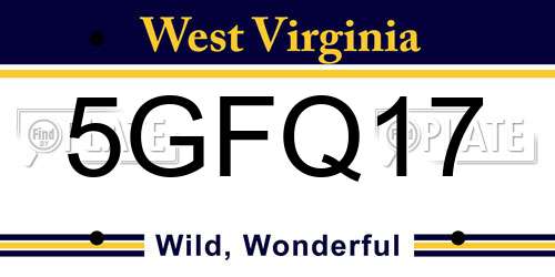 5GFQ17 West Virginia License Plate