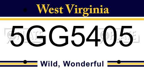 5GG5405 West Virginia License Plate