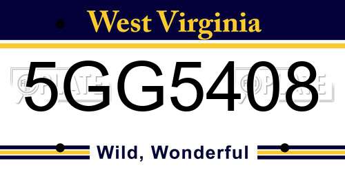 5GG5408 West Virginia License Plate