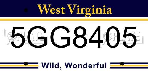 5GG8405 West Virginia License Plate