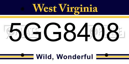 5GG8408 West Virginia License Plate