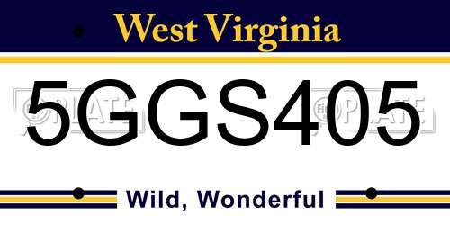 5GGS405 West Virginia License Plate