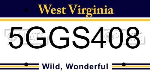 5GGS408 West Virginia License Plate