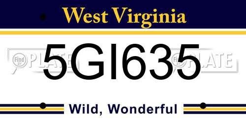5GI635 West Virginia License Plate