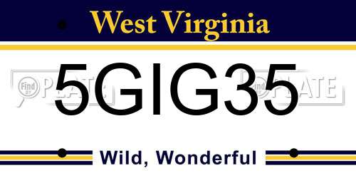 5GIG35 West Virginia License Plate
