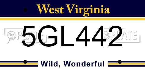 5GL442 West Virginia License Plate