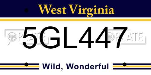 5GL447 West Virginia License Plate
