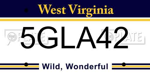 5GLA42 West Virginia License Plate