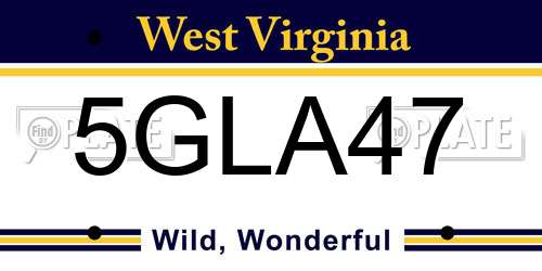 5GLA47 West Virginia License Plate