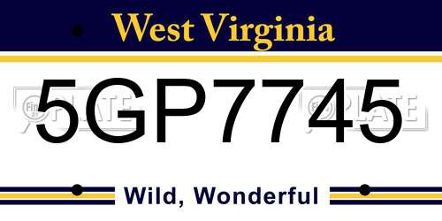 5GP7745 West Virginia License Plate