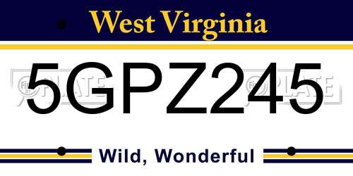 5GPZ245 West Virginia License Plate