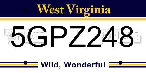 5GPZ248 West Virginia License Plate