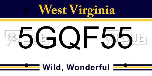 5GQF55 West Virginia License Plate