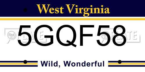 5GQF58 West Virginia License Plate
