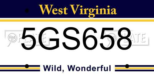 5GS658 West Virginia License Plate