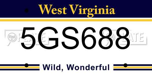 5GS688 West Virginia License Plate