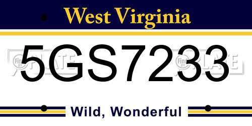 5GS7233 West Virginia License Plate