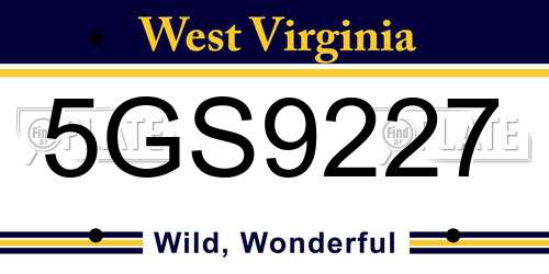 5GS9227 West Virginia License Plate