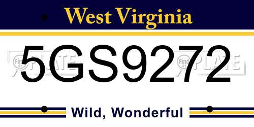 5GS9272 West Virginia License Plate