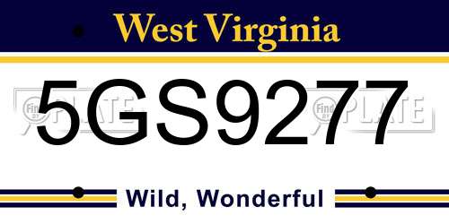 5GS9277 West Virginia License Plate