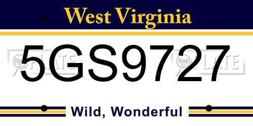 5GS9727 West Virginia License Plate