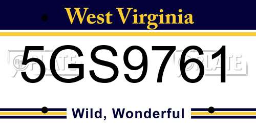 5GS9761 West Virginia License Plate