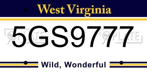 5GS9777 West Virginia License Plate