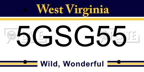5GSG55 West Virginia License Plate