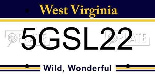 5GSL22 West Virginia License Plate