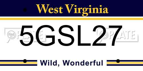 5GSL27 West Virginia License Plate