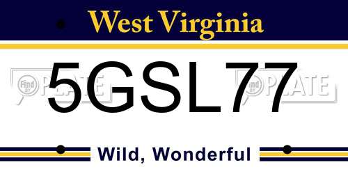 5GSL77 West Virginia License Plate