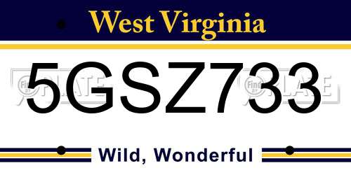 5GSZ733 West Virginia License Plate