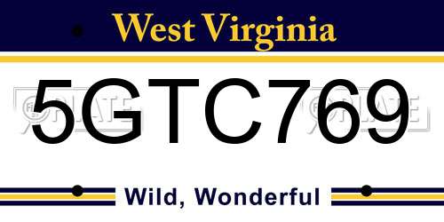 5GTC769 West Virginia License Plate
