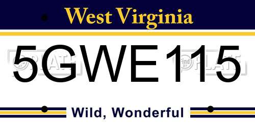5GWE115 West Virginia License Plate