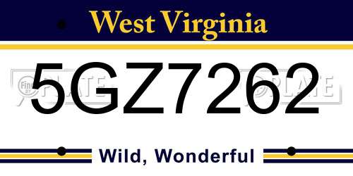 5GZ7262 West Virginia License Plate