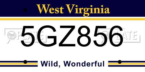 5GZ856 West Virginia License Plate