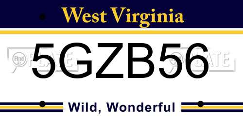 5GZB56 West Virginia License Plate