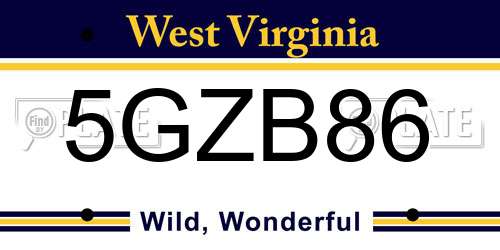 5GZB86 West Virginia License Plate