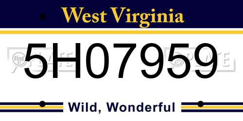 5H07959 West Virginia License Plate