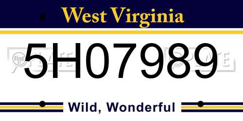 5H07989 West Virginia License Plate