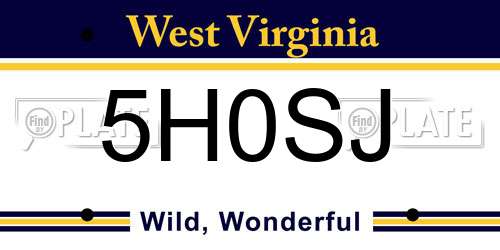 5H0SJ West Virginia License Plate