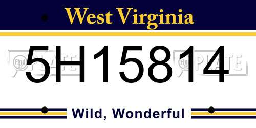 5H15814 West Virginia License Plate