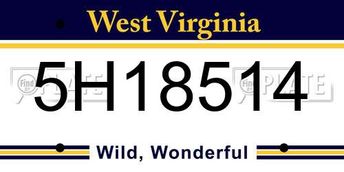 5H18514 West Virginia License Plate