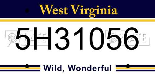 5H31056 West Virginia License Plate