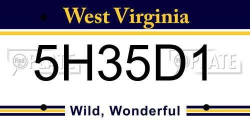 5H35D1 West Virginia License Plate