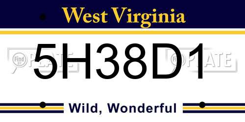 5H38D1 West Virginia License Plate