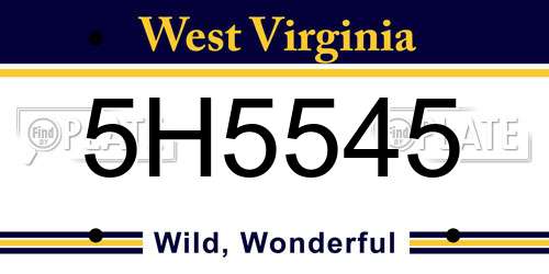 5H5545 West Virginia License Plate