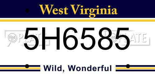 5H6585 West Virginia License Plate