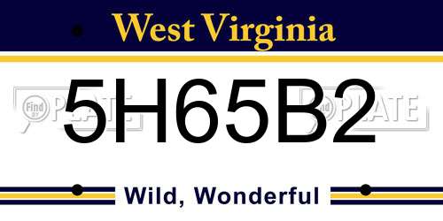 5H65B2 West Virginia License Plate