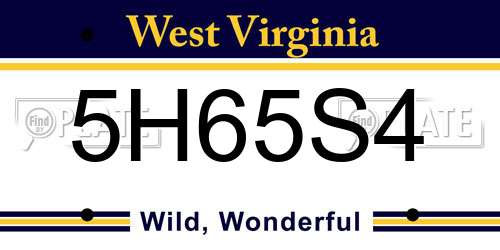 5H65S4 West Virginia License Plate